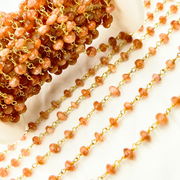 Sunstone Smooth Gold Plated 925 Sterling Silver Wire Chain